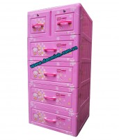 Tủ nhựa Song Long Panda 5 tầng 6 ngăn (màu hồng, hình gấu)