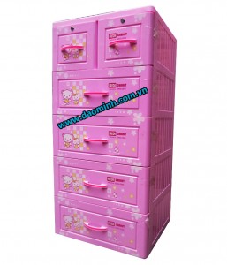 Tủ nhựa Song Long Panda 5 tầng 6 ngăn (màu hồng, hình gấu)