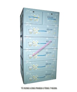 Tủ nhựa Song Long Panda 6 tầng 7 ngăn (xanh dương, hình gấu)