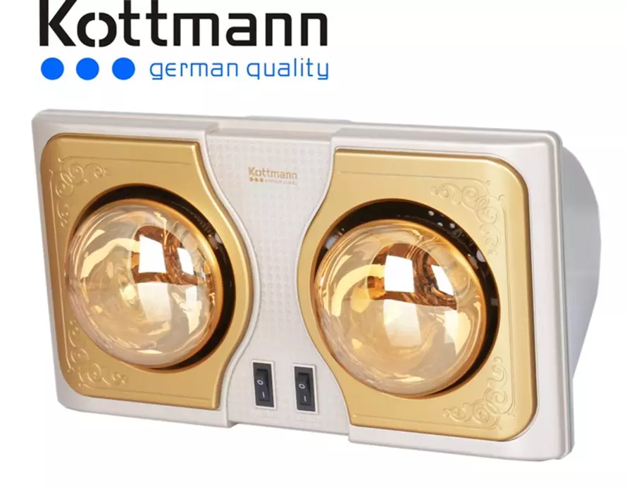 Đèn sưởi nhà tắm Kottmann K2BH (2 bóng, màu vàng)