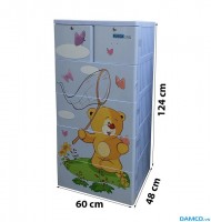 Tủ nhựa Song Long Pucca 5 tầng (xanh dương, hình gấu Pooh)