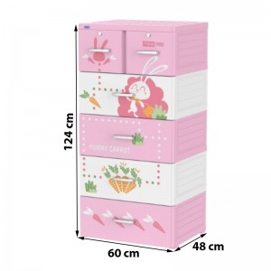Tủ nhựa Duy Tân Mina 5 tầng - Hồng, Cà rốt