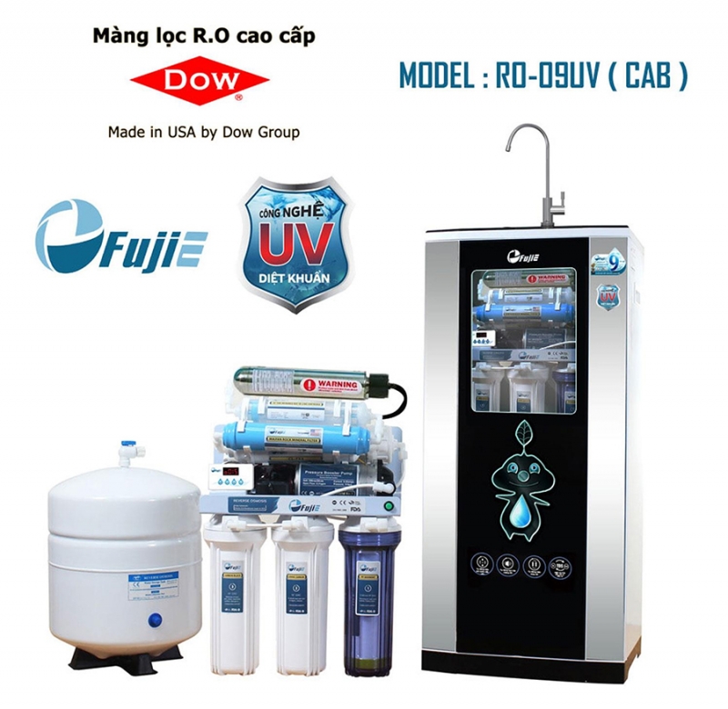 Máy lọc nước thông minh Fujie RO-09UV (CAB) (9 cấp lọc, tủ kính cường lực cao cấp)