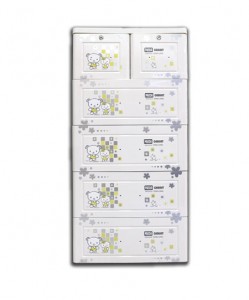 Tủ nhựa Song Long Panda 5 tầng 6 ngăn (trắng sữa, hình gấu)