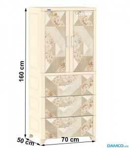 Tủ nhựa Duy Tân Wing-2C-3N - Màu kem