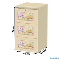 Tủ nhựa Duy Tân Tano 3 tầng - kem