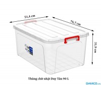 Thùng nhựa chữ nhật Duy Tân nhựa trong 90L - No.1244