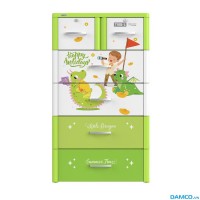 Tủ nhựa Duy Tân Tabi L 5 tầng, 6 ngăn kéo, màu xanh lá + rồng + mùa hè