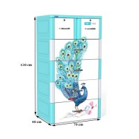 Tủ nhựa Duy Tân Tabi L 5 tầng, 6 ngăn kéo, màu xanh dương + rồng + mùa đông