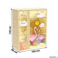 Tủ nhựa Duy Tân Shino 5 tầng - màu kem, rắn