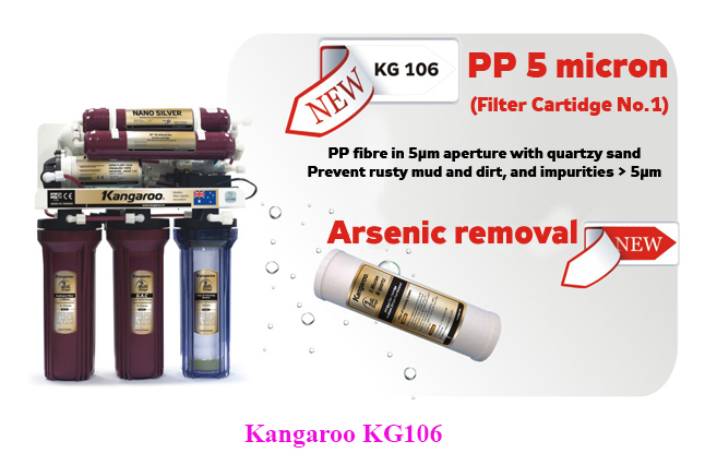 Máy lọc nước RO Kangaroo KG106 loại bỏ Asen (6 lõi, không tủ)